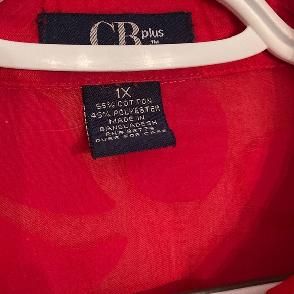 CB PLUS red sheer collared blouse - Picture 5 of 8